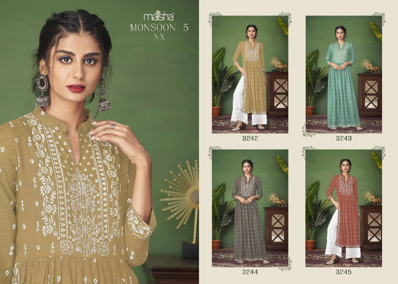 Monsoon 5 Nx By Maisha Designer Kurti With Bottom Catalog